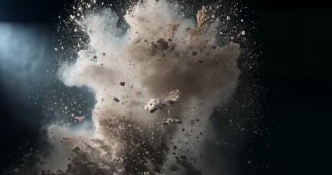 Dynamic Dust Cloud Explosion and Debris Burst Animation
