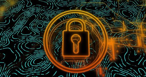 Glowing Lock Over Digital Fingerprint Illustrates Cybersecurity Concept - Download Free Stock Images Pikwizard.com