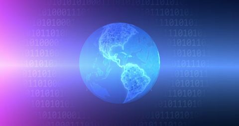 Digital Globe with Binary Code Overlay on Blue Background - Download Free Stock Images Pikwizard.com