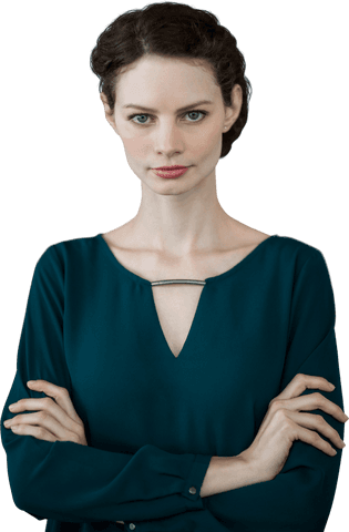 Transparent Confident Young Woman with Arms Crossed
