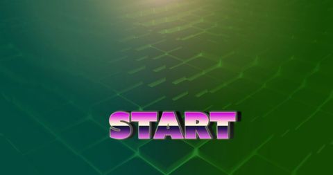 Retro Start Text on Digital Neon Geometric Background