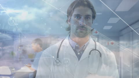 Futuristic Healthcare with Male Doctor and Digital Interface