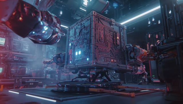 Advanced Robotic Automation in Futuristic Lab Setting