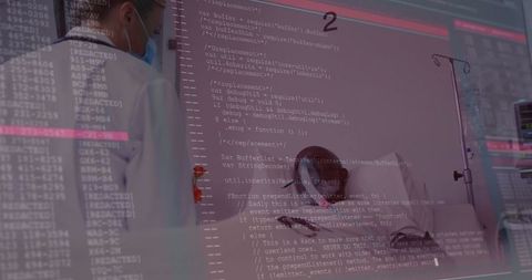 Medical Technology in Healthcare Setting with Patient and Coding Overlay