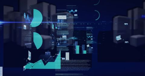 Futuristic Digital Analytics Over 3D Cityscape Background - Download Free Stock Images Pikwizard.com