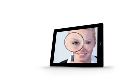 transparent tablet showing businesswoman with magnifying glass - Download Free Stock Videos Pikwizard.com