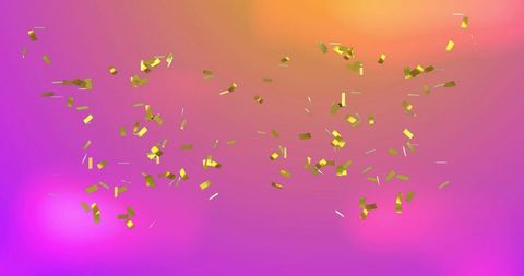 Festive Falling Confetti on Vibrant Pink Orange Background