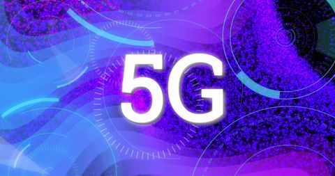 5G Technology Banner with Purple Digital Waves and Scanners - Download Free Stock Images Pikwizard.com