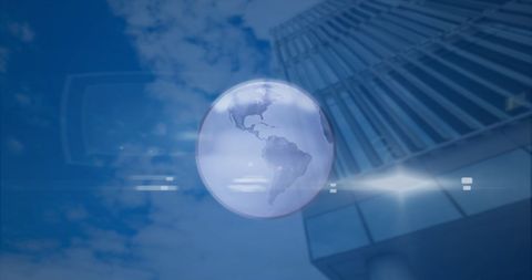 Spinning Globe with Futuristic Building Background - Download Free Stock Images Pikwizard.com