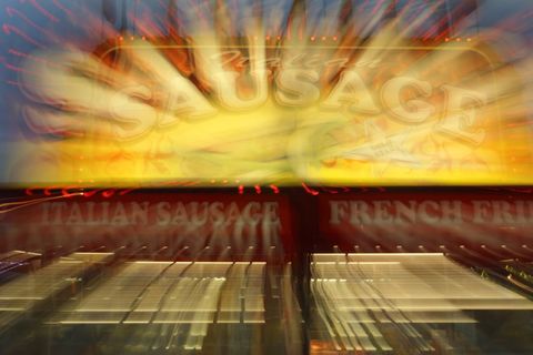 Colorful Blurred Lights Around Sausage Street Food Stall - Download Free Stock Images Pikwizard.com