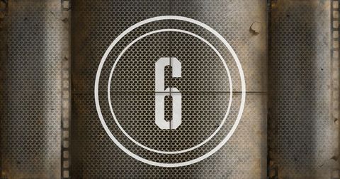 Retro Countdown Timer with Number Six on Rusty Metal