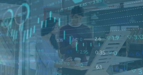 Two Professionals Analyzing Financial Data at Office