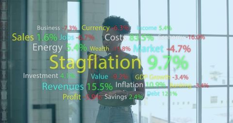 Businesswoman in Office Analyzing Financial Data and Market Projections