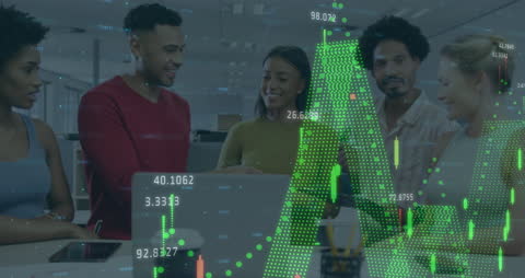 Diverse Team Collaboration with Financial Data Overlay