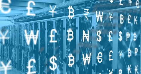 Global Digital Currency Symbols with Data Servers - Download Free Stock Images Pikwizard.com