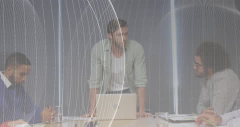 Animated Digital Interface in Modern Office Meeting