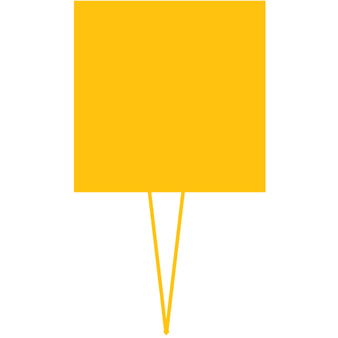 Yellow Quadrangle with Triangle on Transparent Background