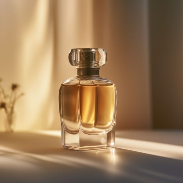 Elegant Perfume Bottle in Soft Sunlight on Table - Download Free Stock Images Pikwizard.com