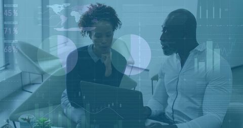 Business Professionals Analyzing Data with Financial Charts Overlay - Download Free Stock Images Pikwizard.com