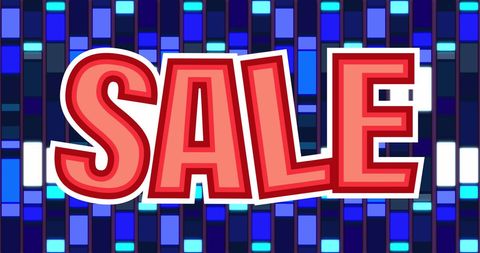 Bright sale banner against mosaic square background