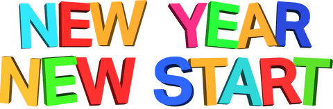 New year new start text on transparent background