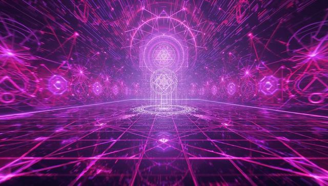 Holographic Sphere with Concentric Rings in Futuristic Digital Space