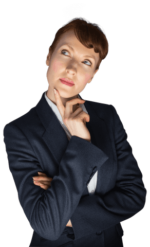 Contemplative Businesswoman on Transparent Background Isolated