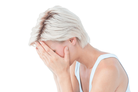Transparent Image of Sad Blonde Woman with Head in Hands - Download Free Stock Videos Pikwizard.com