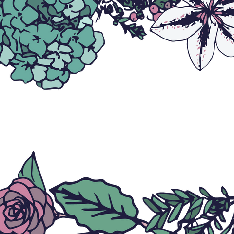Floral Transparent Border with Leaves and Blossoms