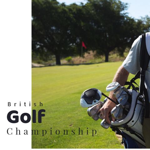 golfer holding clubs at british golf championship course - Download Free Stock Templates Pikwizard.com