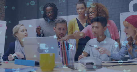 Diverse Team Collaborating in High Tech Office