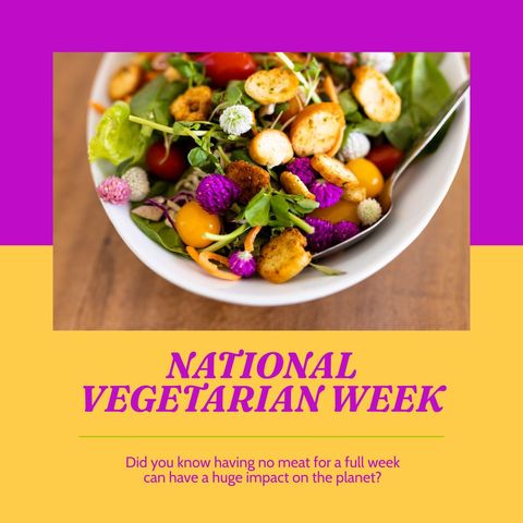 promoting national vegetarian week with healthy salad bowl - Download Free Stock Templates Pikwizard.com