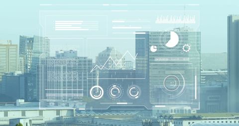 Futuristic Financial Interface Over Modern Urban Cityscape - Download Free Stock Images Pikwizard.com