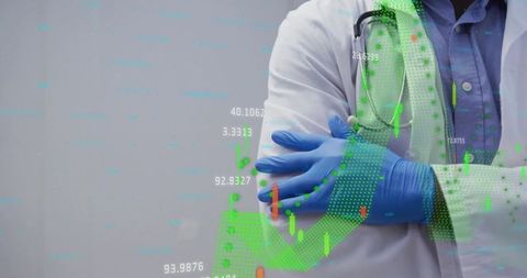 Healthcare Professional Analyzing Medical Data and Stat Charts