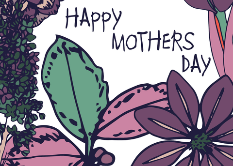 Happy Mother's Day Transparent Text with Floral Design