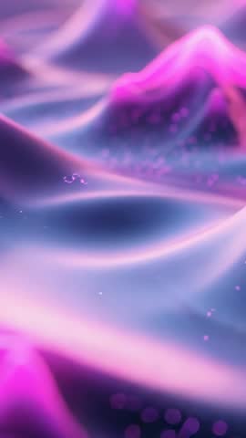 Vertical video: Neon landscape pulsing with glowing ridges and floating particles