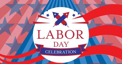 Colorful labor day celebration with patriotic themes