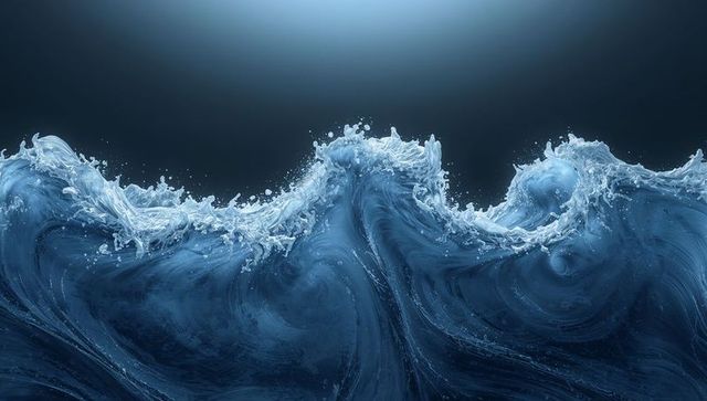 Abstract cresting ocean wave with dynamic fluidity