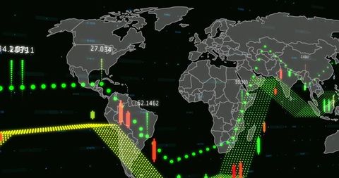 Futuristic Data Visualization on World Map Dashboard