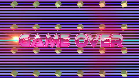 Retro Futuristic Game Over Screen with Illuminated Effects