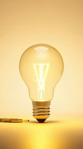 Vertical video showing plug connecting to light bulb base, activating glowing filament