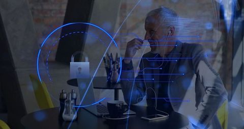 Business professional discussing cybersecurity in modern workspace