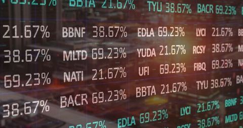 Digital Streaming Stock Ticker Overlay in Financial Setting