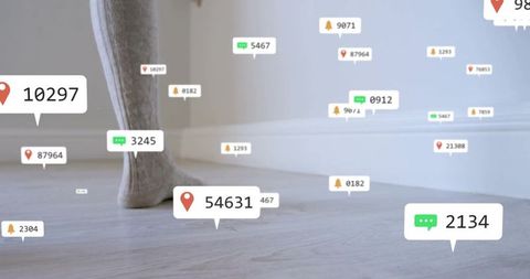 Digital Notifications Floating over Minimalist Floor