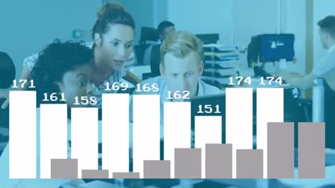 Business Team Analyzing Data with Dynamic Bar Charts