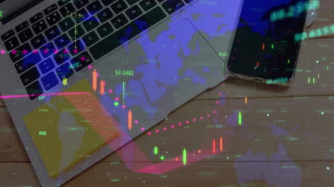 Global Finance Technology Concept with Stock Data and World Map