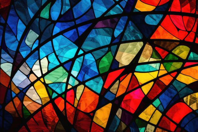 Colorful Abstract Stained Glass Window with Geometric Patterns - Download Free Stock Images Pikwizard.com