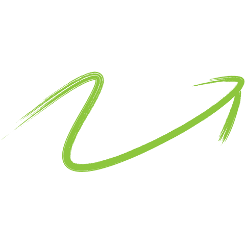 Green curvy arrow on transparent background for directional concepts