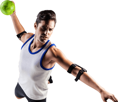 Confident Athlete Throwing Ball Isolated on Transparent Background