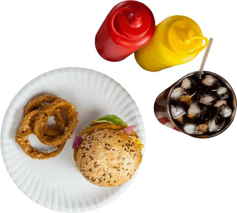 top view of delicious hamburger with onion rings transparent background - Download Free Stock Videos Pikwizard.com